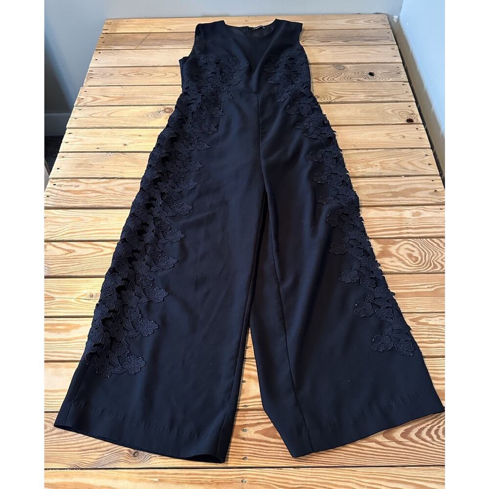 Theory Sleeveless Lace Appliqué Jumpsuit Size 42 Women’s Black